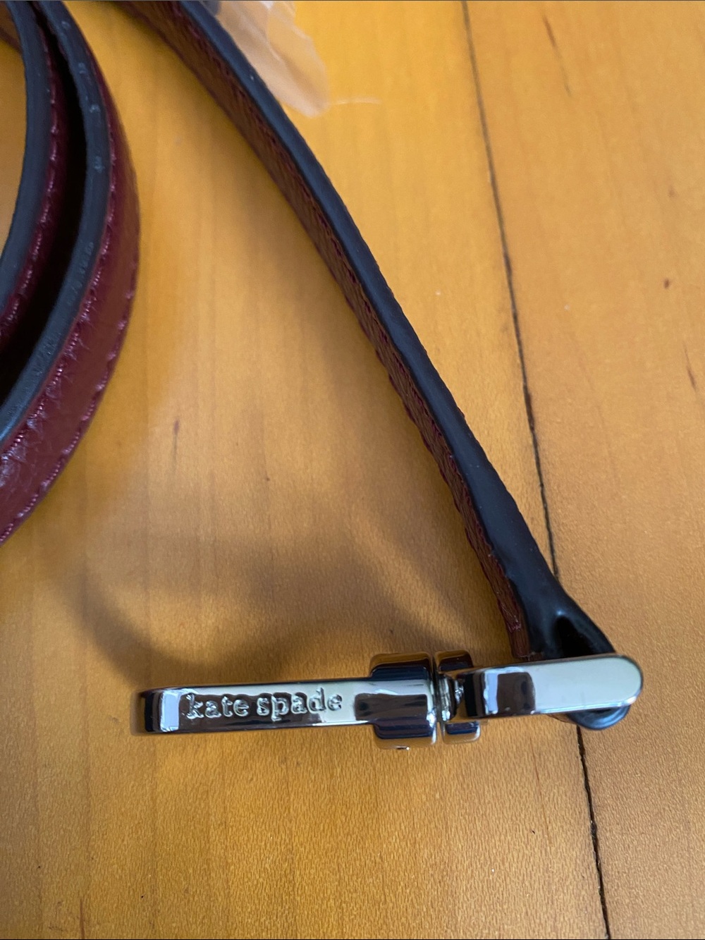 Red maroon color silver tone hardware 35-42” Kate Spade strap for bag new - Picture 2 of 7